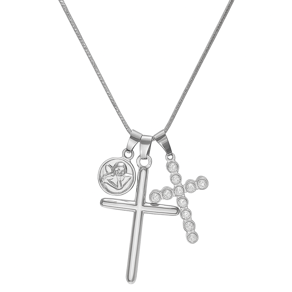 Collar con Dijes de Cruz y Circonias